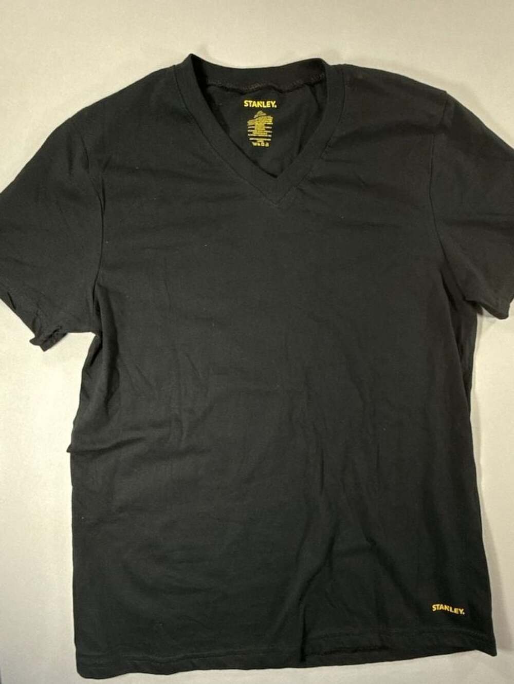 Set of 2 Stanley Black 100% Cotton V-Neck T-Shirt Size M